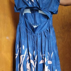 Blue Floral Midi Dress